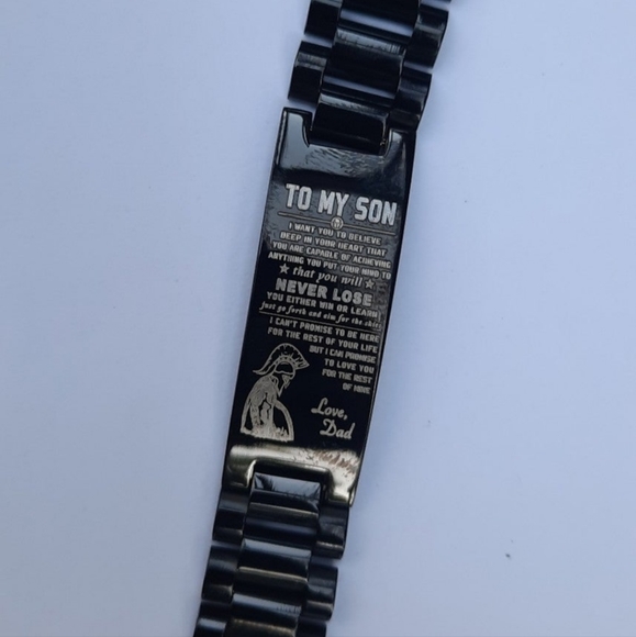 Black Stainless Steel link 'Gift to Son' Bracelet - Picture 4 of 12